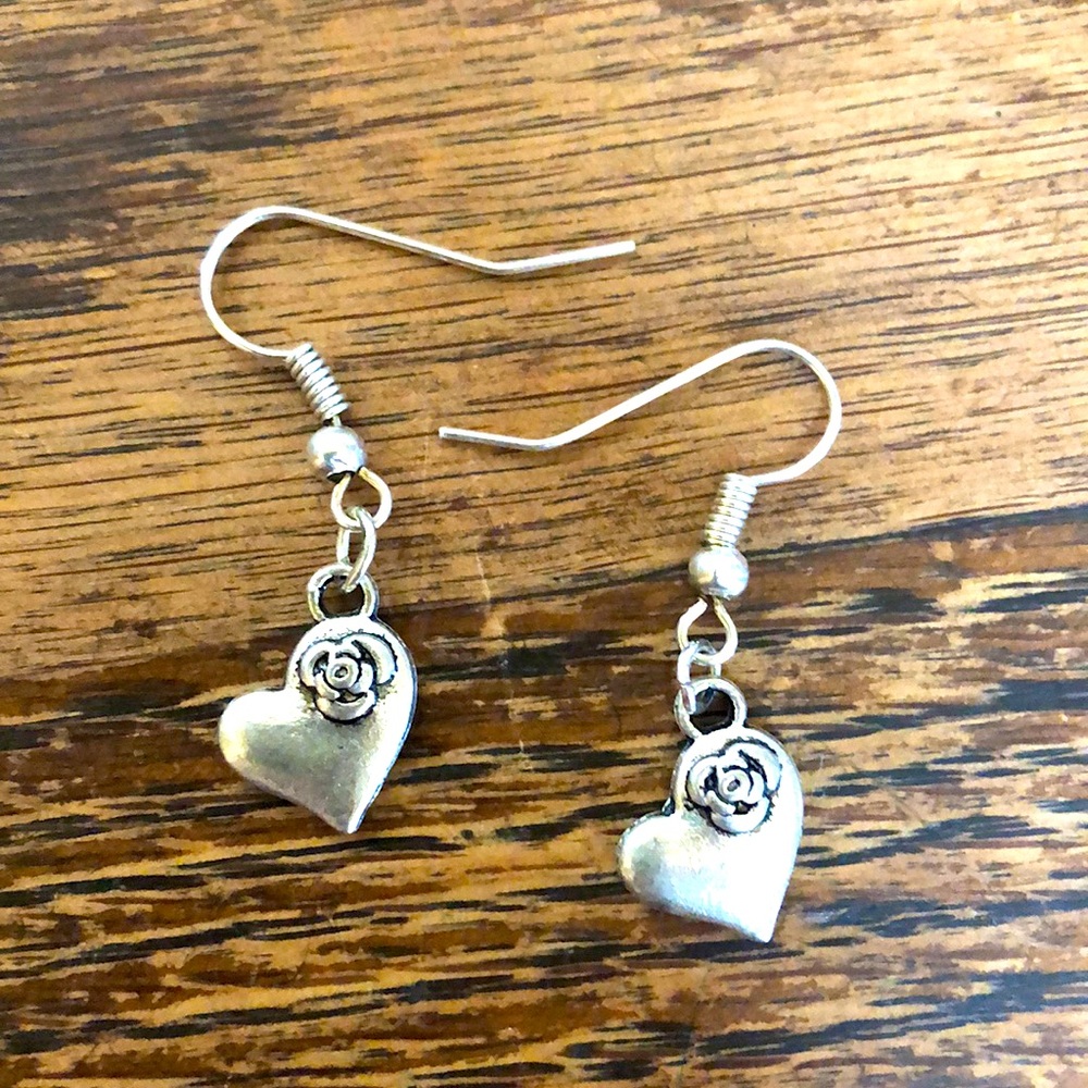 3/$15 • Silver Alloy Heart Dangle earring